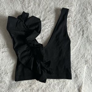 Zara crop top tank with ruffle over one shoulder
